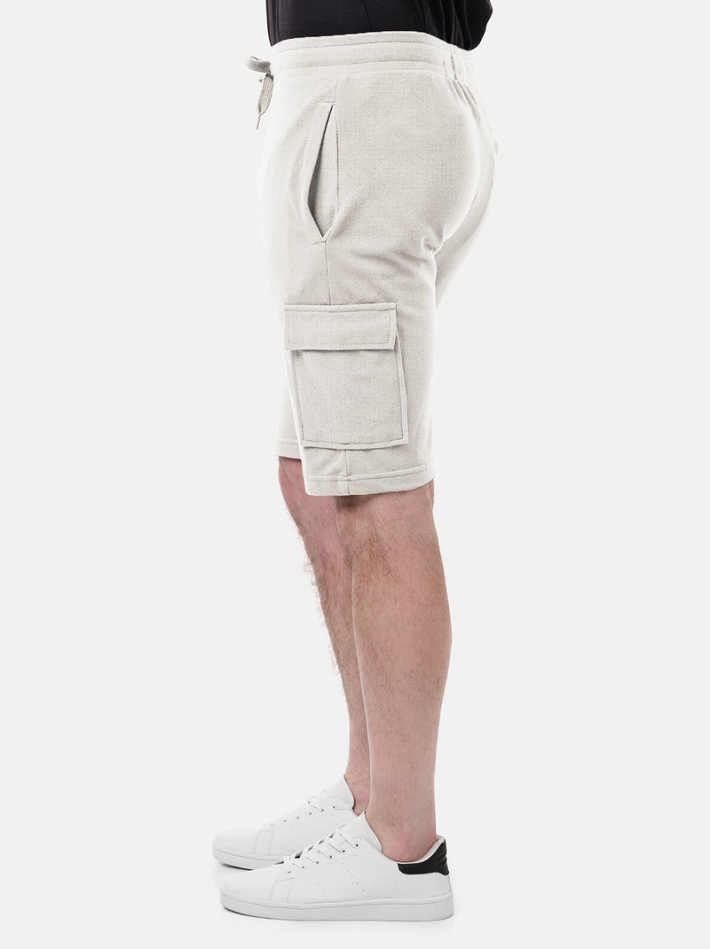 Short cargo en maille piquée uni Ecru - Kiabi