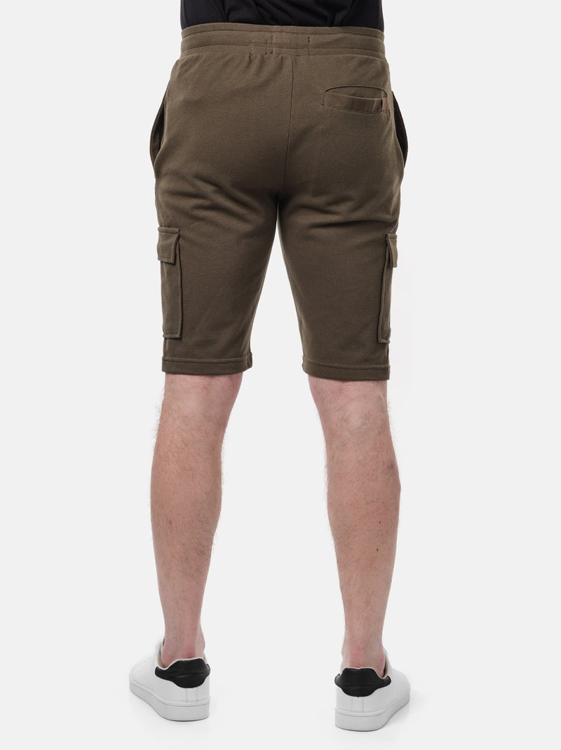 Short cargo en maille piquée uni Kaki - Kiabi