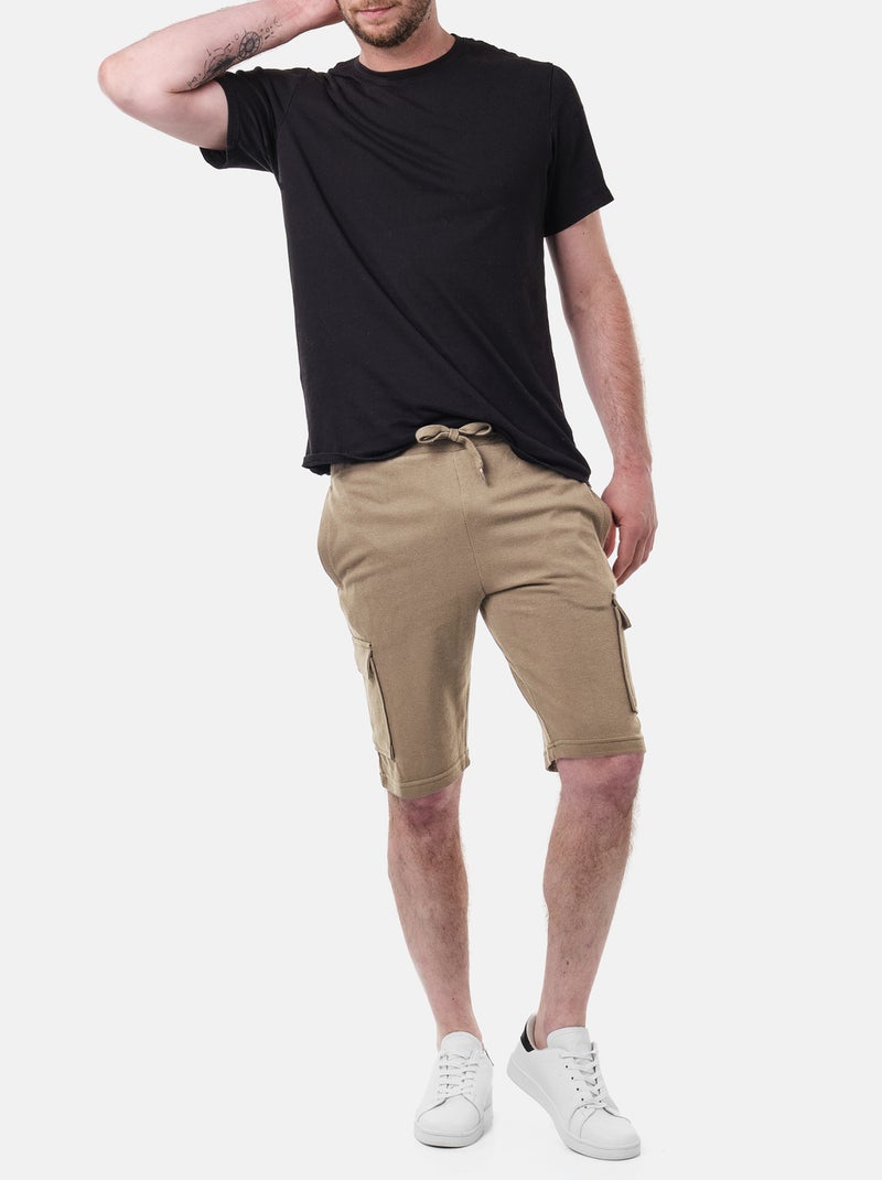 Short cargo en maille piquée uni Marron - Kiabi