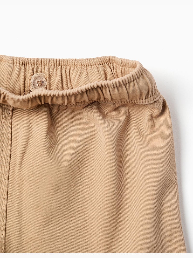Short cargo en sergé avec cordon de serrage Beige - Kiabi