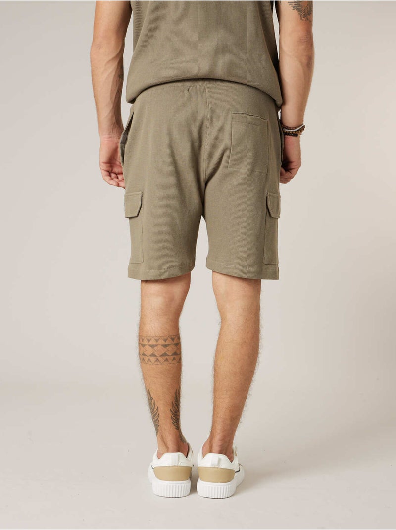 Short cargo regular homme en coton 'Deeluxe' Kaki - Kiabi
