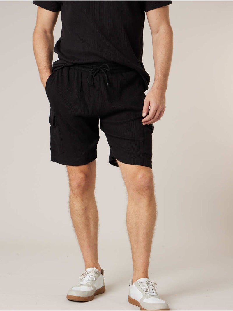 Short cargo regular homme en coton 'Deeluxe' Noir - Kiabi