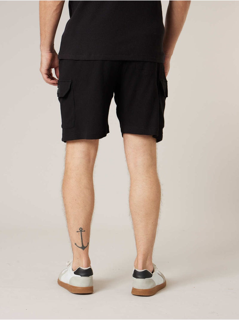 Short cargo regular homme en coton 'Deeluxe' Noir - Kiabi