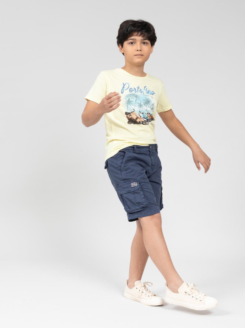 Short cargo uni 'Deeluxe' Bleu nuit - Kiabi