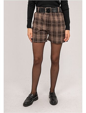 Short carreaux ceinturé xeline
