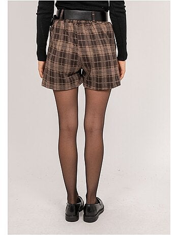 Short carreaux ceinturé xeline