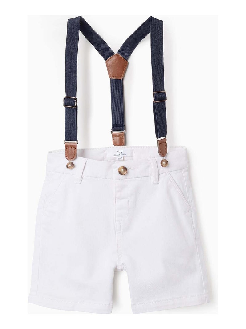 Short Chino avec Bretelles Blanc - Kiabi