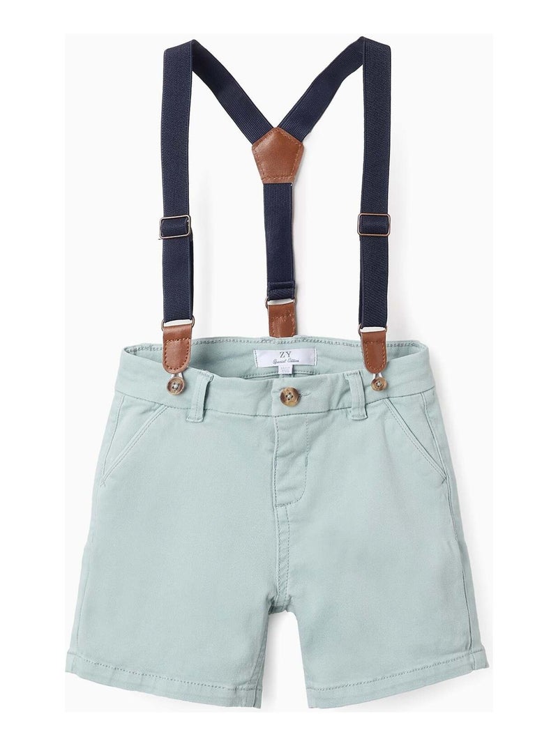 Short Chino avec Bretelles Bleu clair - Kiabi