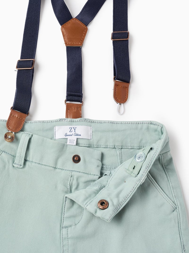 Short Chino avec Bretelles Bleu clair - Kiabi