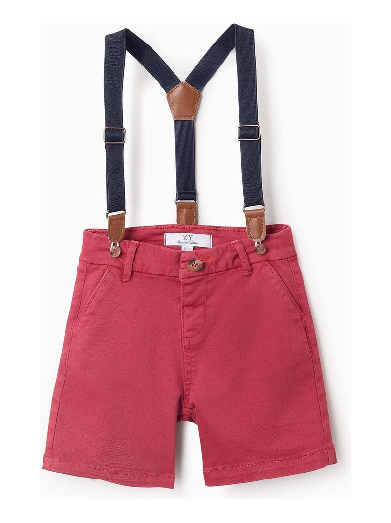 Short Chino avec Bretelles Rouge - Kiabi