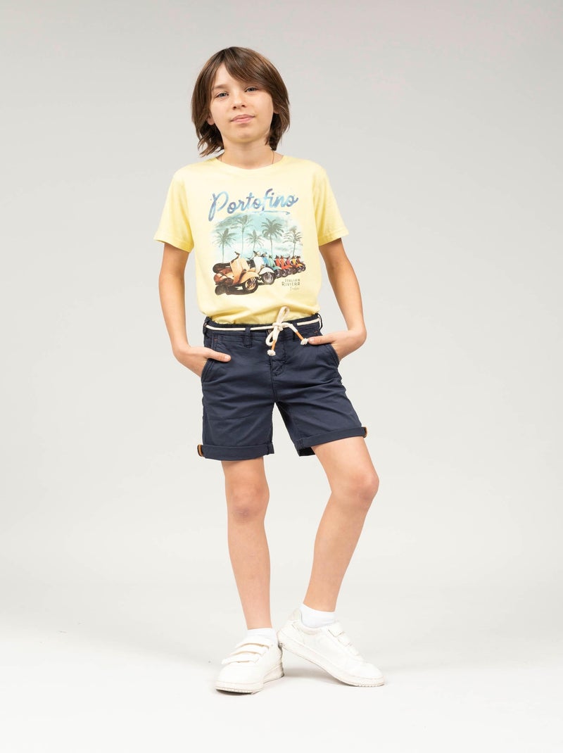 Short chino avec cordon 'Deeluxe' Bleu marine - Kiabi