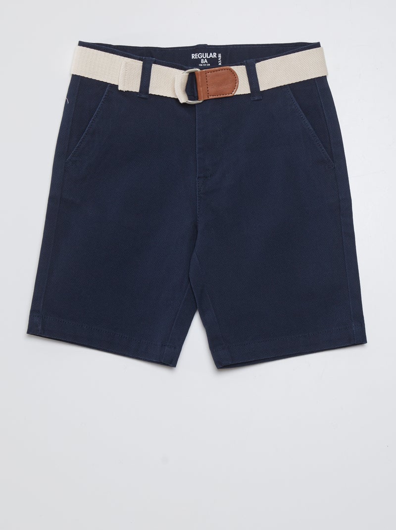 Short chino + ceinture bleu marine - Kiabi
