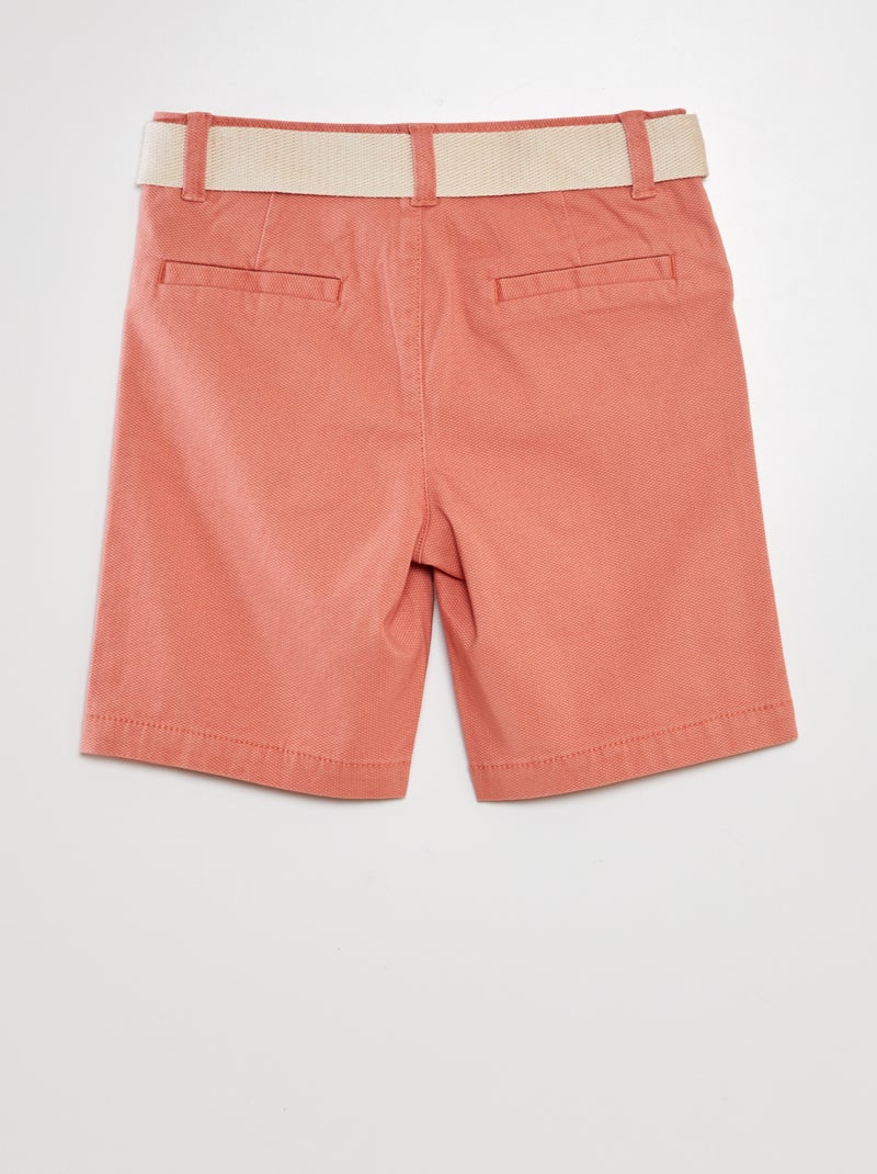 Short chino + ceinture saumon - Kiabi