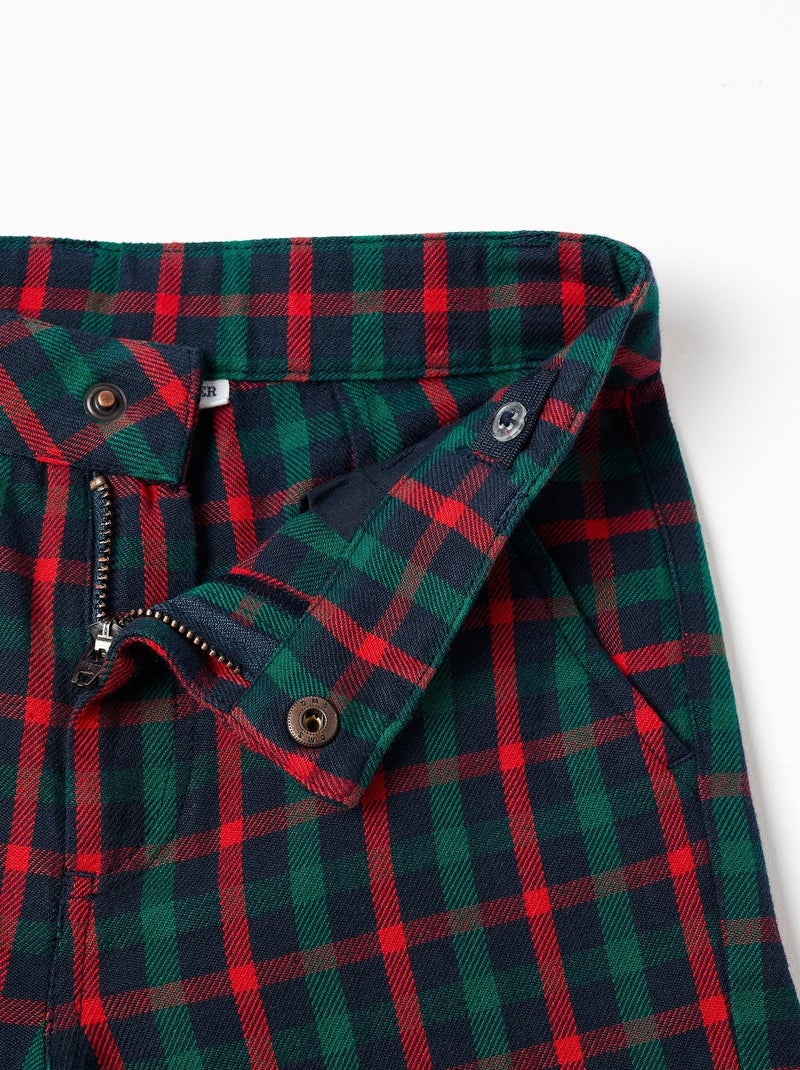 Short chino en coton à carreaux You&Me Vert foncé - Kiabi