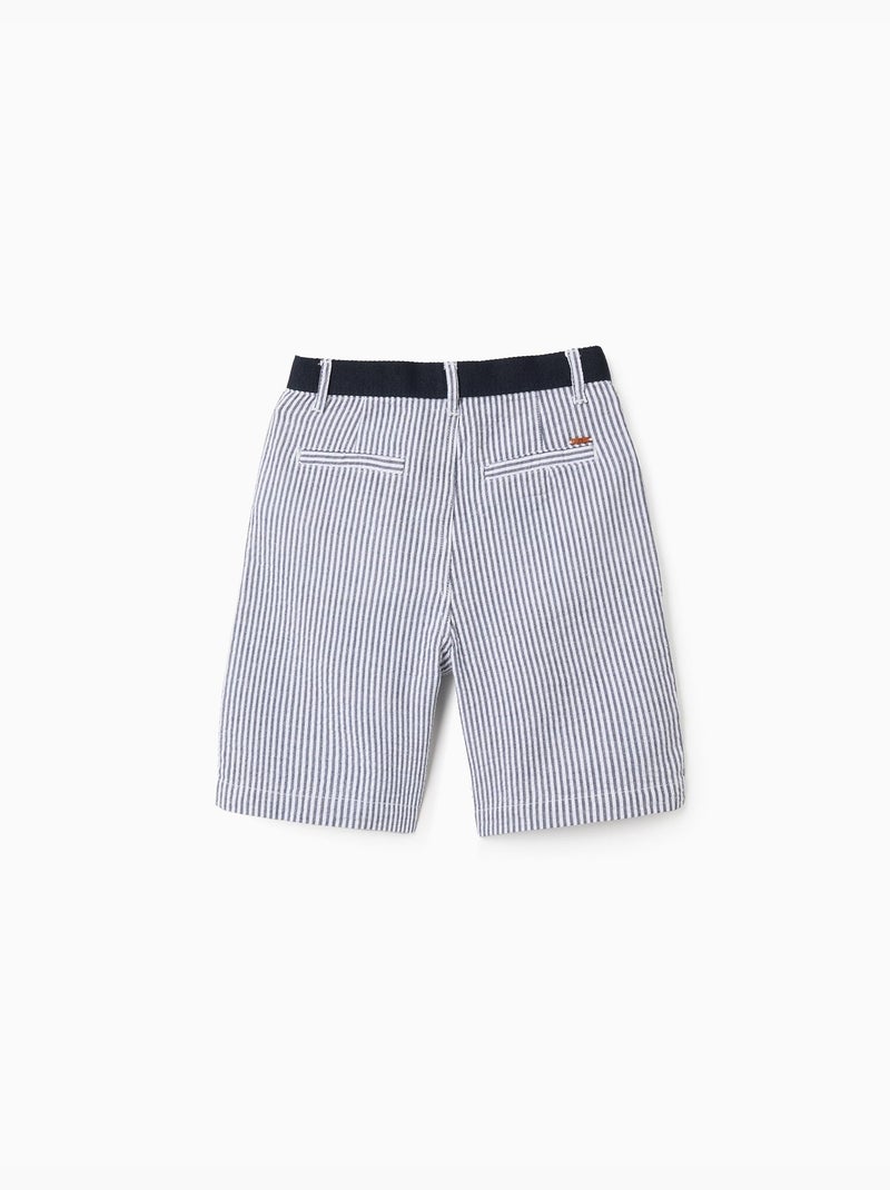 Short chino en coton à rayures Bleu foncé - Kiabi