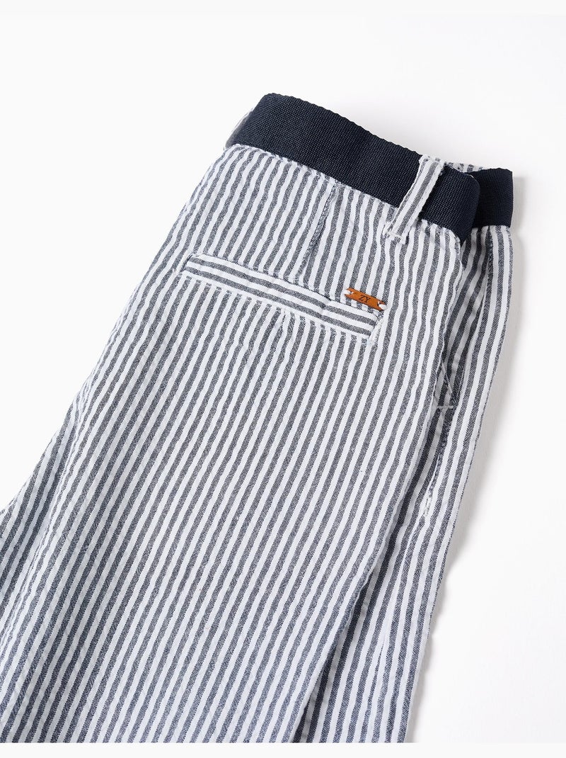 Short chino en coton à rayures Bleu foncé - Kiabi