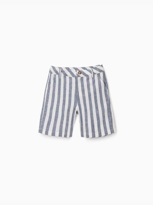 Short chino en coton et lin à rayures You&Me - Kiabi