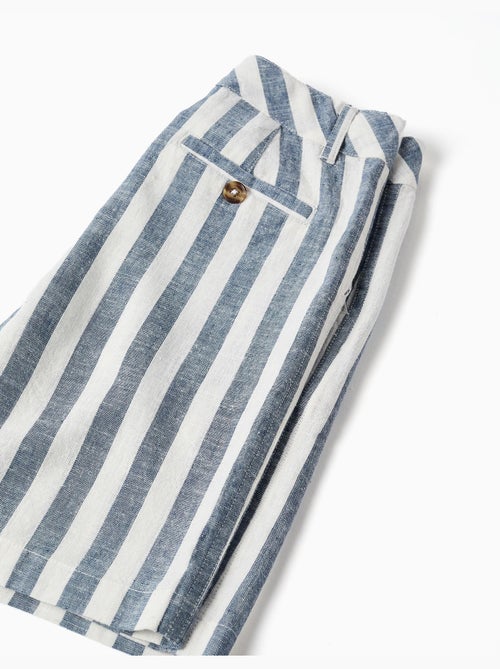 Short chino en coton et lin à rayures You&Me - Kiabi