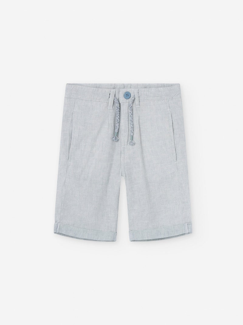 Short Chino en Coton et Lin Bleu - Kiabi