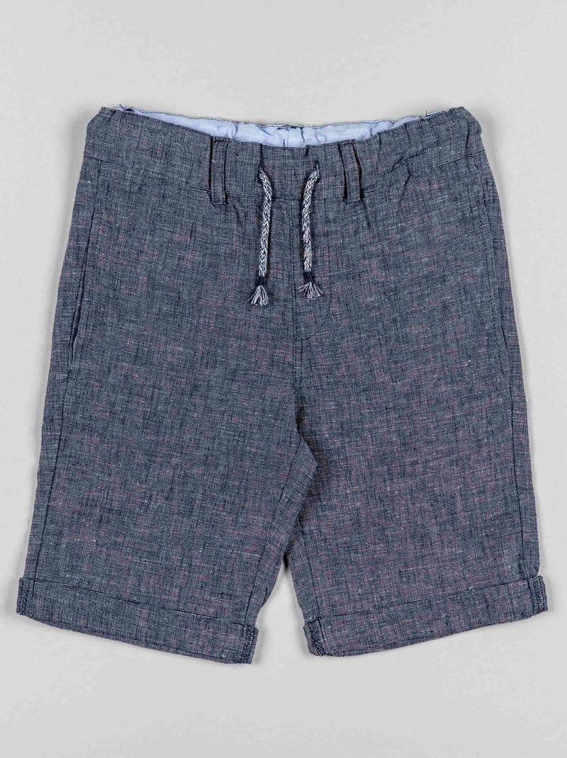 Short Chino en Coton et Lin Bleu - Kiabi