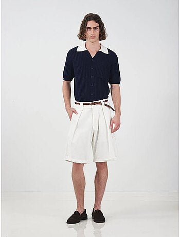 Short chino en coton taille haute et jambes larges giesto