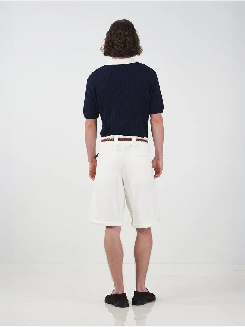 Short chino en coton taille haute et jambes larges giesto Blanc - Kiabi