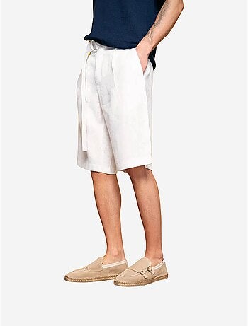 Short chino en mélange de lin à taille haute giesto
