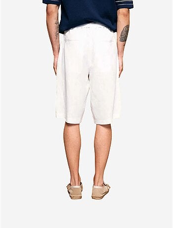 Short chino en mélange de lin à taille haute giesto