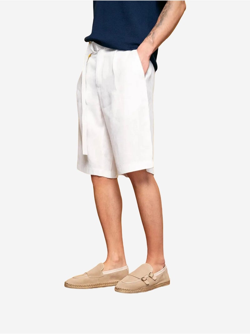 Short chino en mélange de lin à taille haute giesto Blanc - Kiabi
