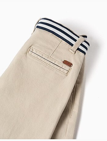Short chino en sergé avec bande à rayures