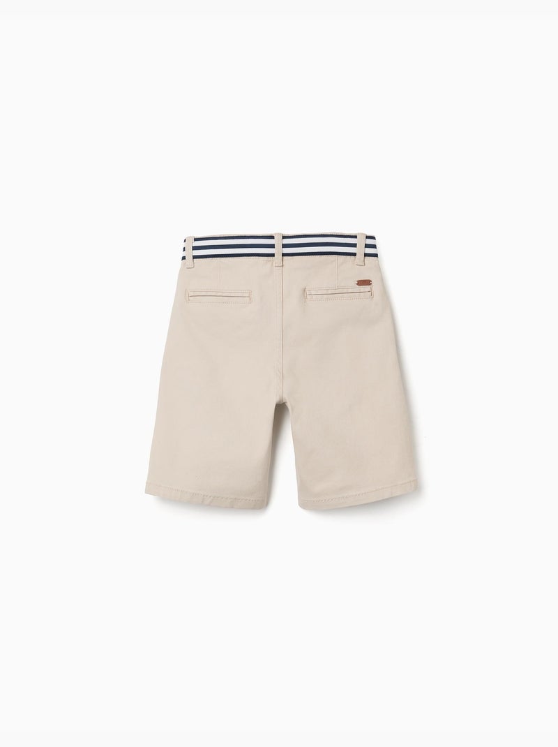 Short chino en sergé avec bande à rayures Beige clair - Kiabi
