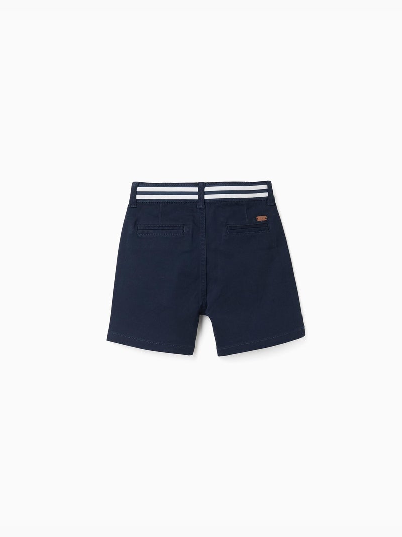 Short chino en sergé avec bande à rayures Bleu foncé - Kiabi
