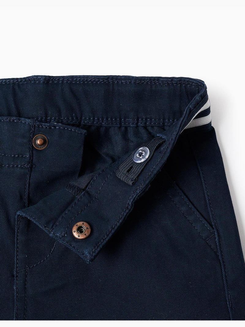 Short chino en sergé avec bande à rayures Bleu foncé - Kiabi