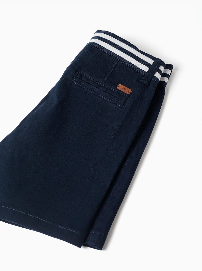Short chino en sergé avec bande à rayures Bleu foncé - Kiabi
