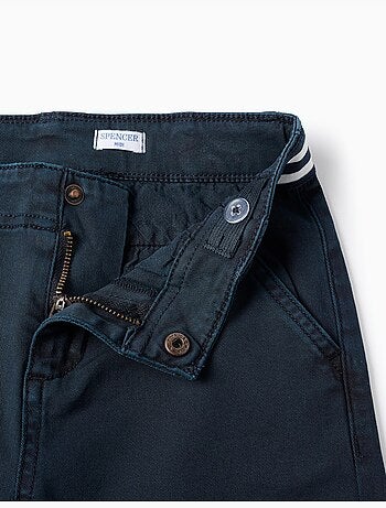 Short chino en sergé avec bande à rayures