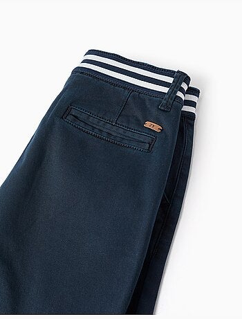 Short chino en sergé avec bande à rayures