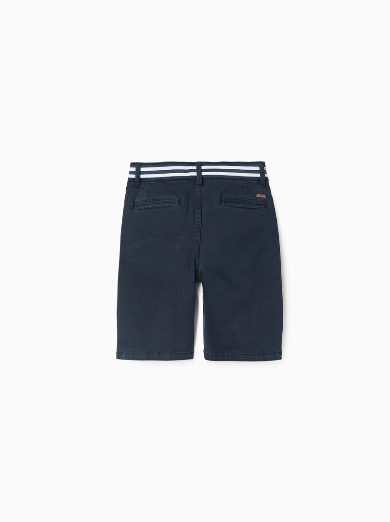 Short chino en sergé avec bande à rayures Bleu foncé - Kiabi
