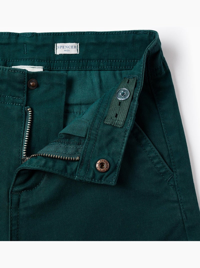 Short Chino en Sergé Vert foncé - Kiabi