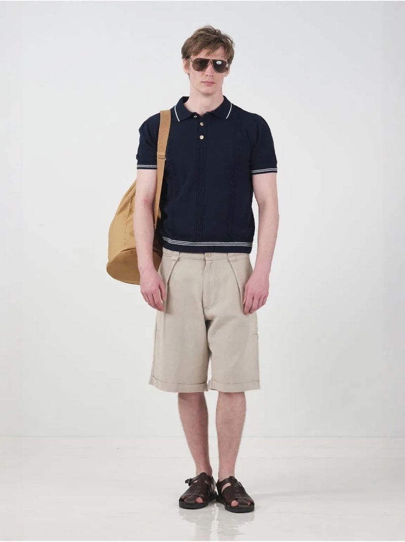 Short chino giesto taille mi-haute jambes larges avec poches Beige argile - Kiabi