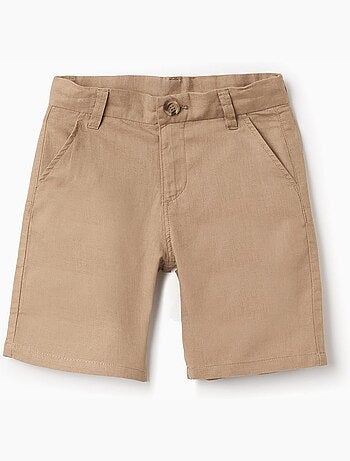 Short chino long en lin et coton
