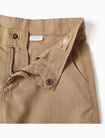 Short chino long en lin et coton