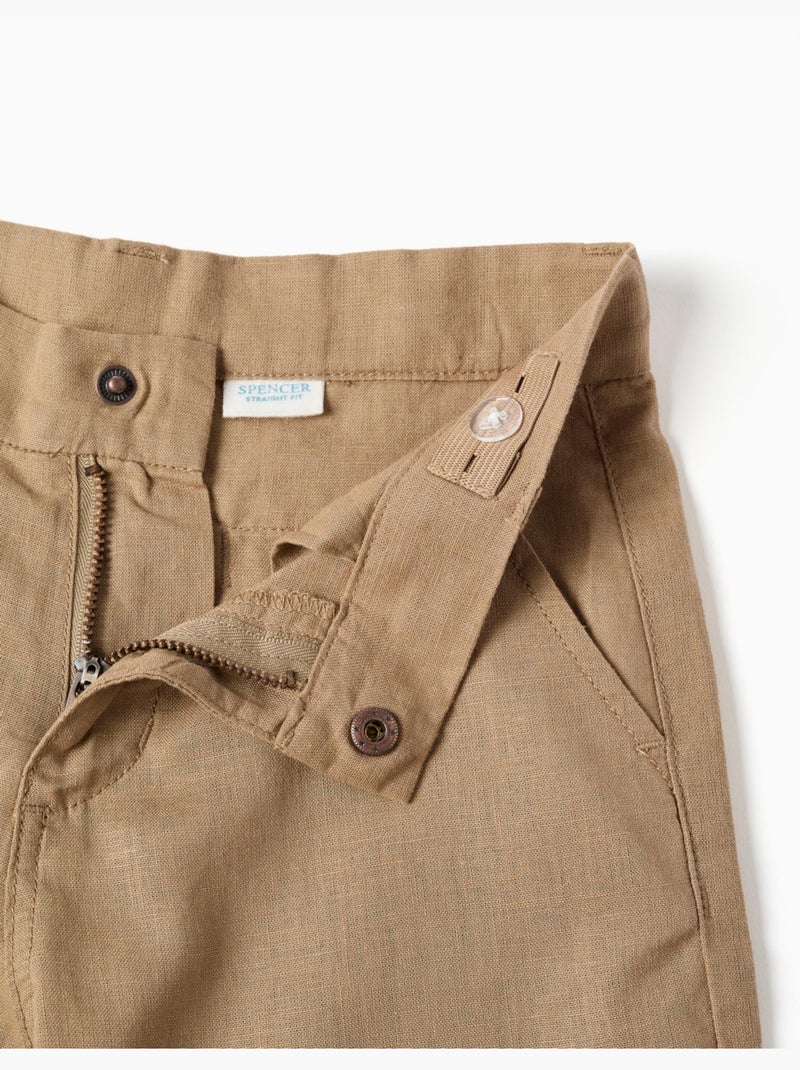 Short chino long en lin et coton Beige foncé - Kiabi