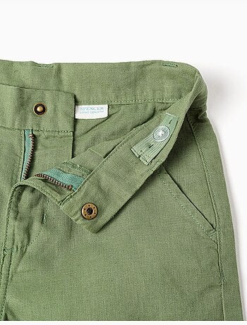 Short chino long en lin et coton