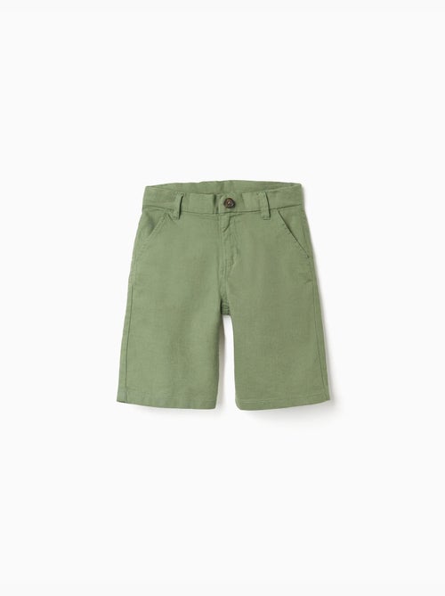 Short chino long en lin et coton - Kiabi