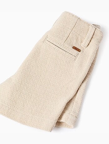 Short chino midi en coton dobby