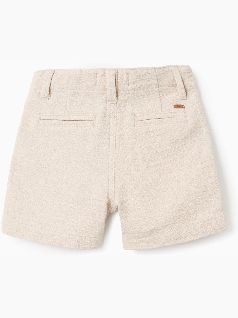 Short chino midi en coton dobby Blanc - Kiabi
