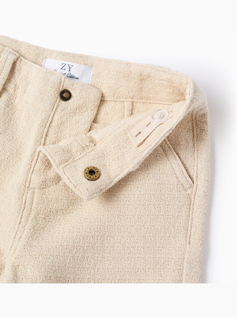 Short chino midi en coton dobby Blanc - Kiabi