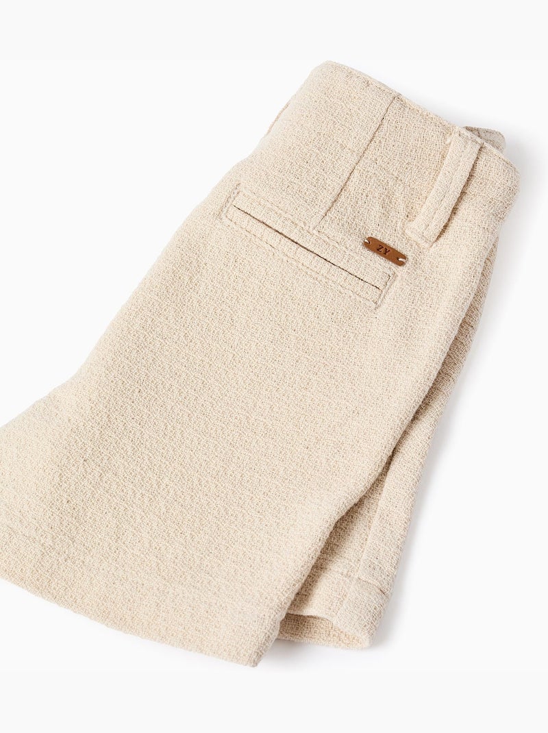 Short chino midi en coton dobby Blanc - Kiabi