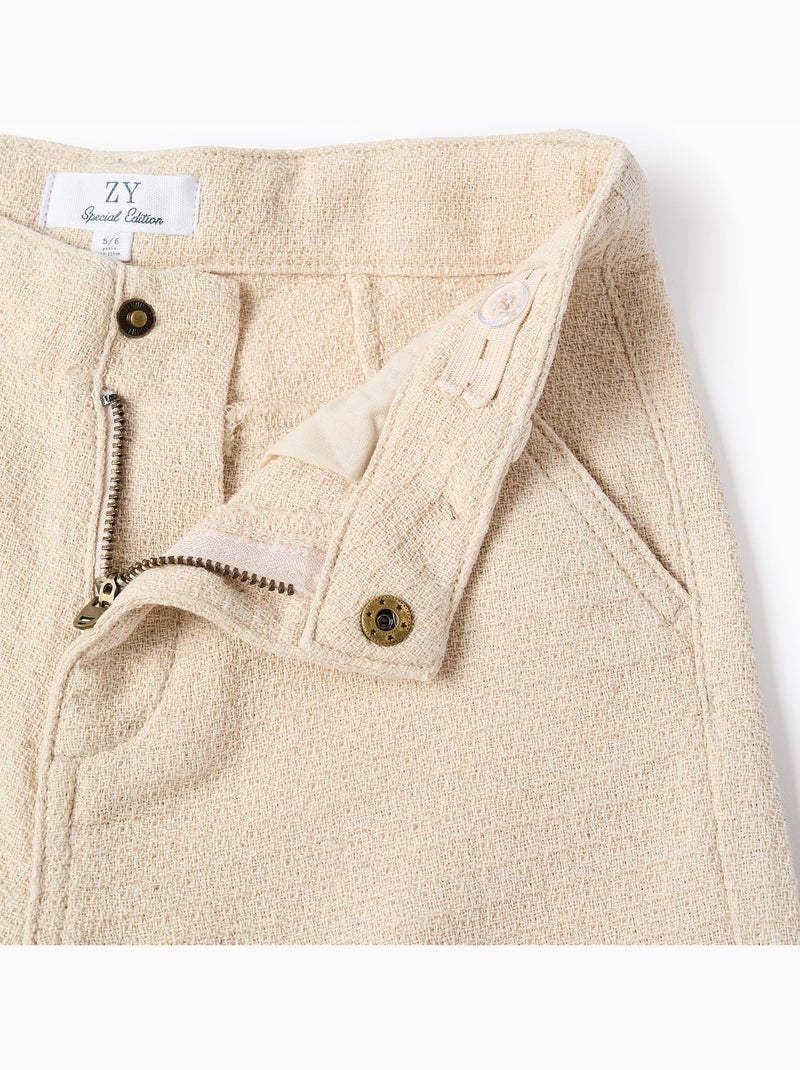 Short chino midi en coton dobby Blanc - Kiabi