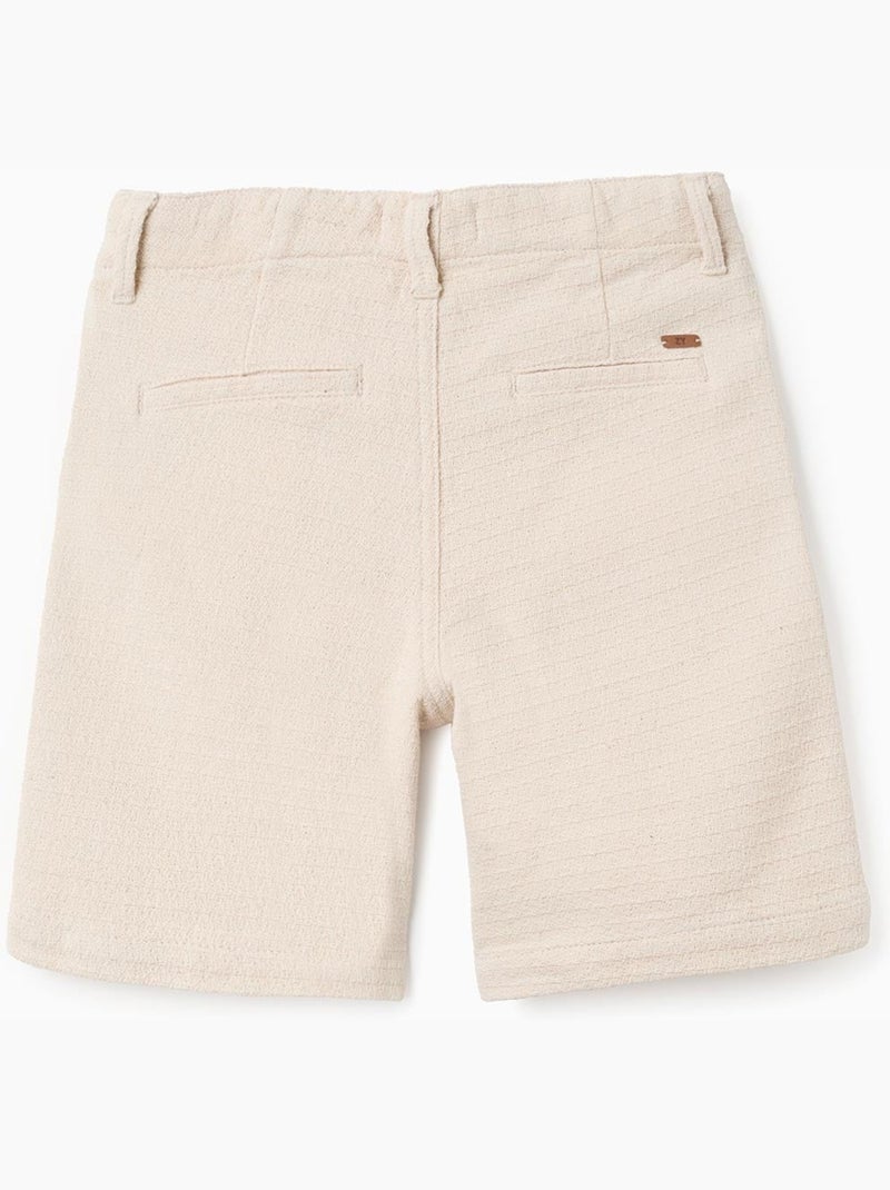 Short chino midi en coton dobby Blanc - Kiabi